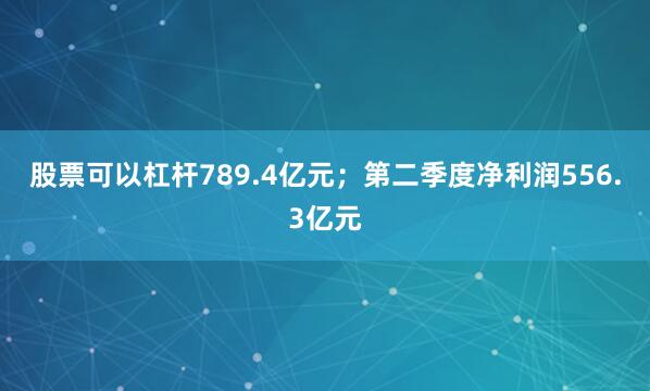 股票可以杠杆789.4亿元；第二季度净利润556.3亿元